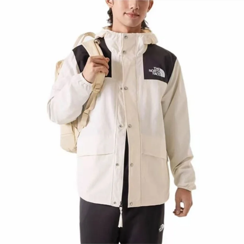 THE NORTH FACE Mountain City Color Block Windproof Water Repellent Workwear Hooded Jacket Mens Beige Urban Outdoor Coat