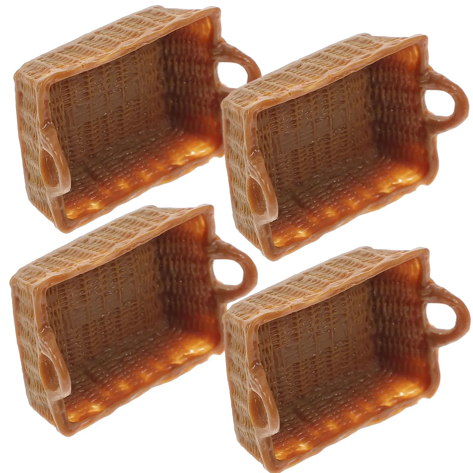 

Набор из 4 мини-корзинок из смолы, гладкие, твердые, для декора миниатюрных домиков, фруктов, овощей, микроландшафтов