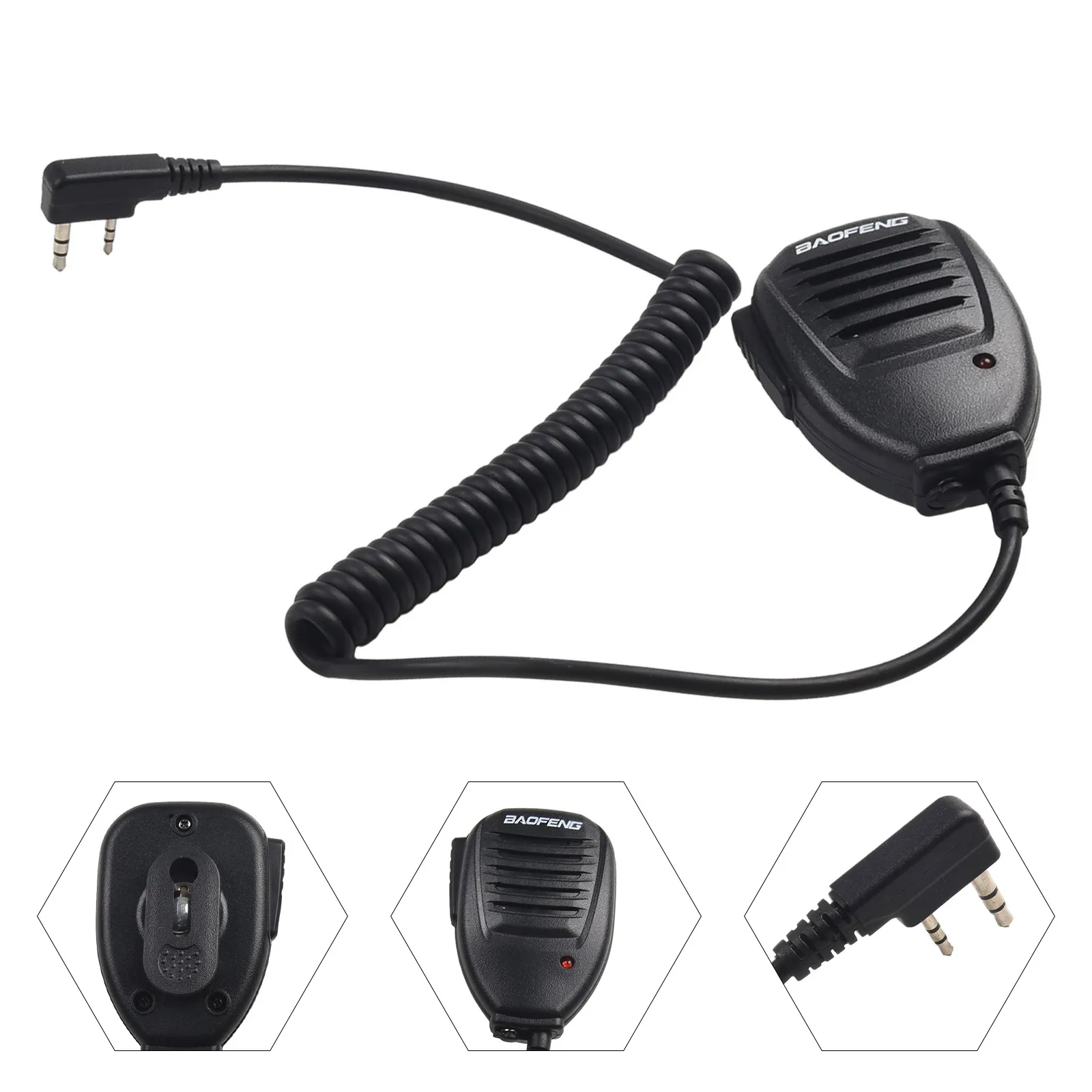 BF-888S Microfone preto para Baofeng, alto-falante durável, walkie-talkie, microfone portátil, alto-falante de rádio, UV-5R