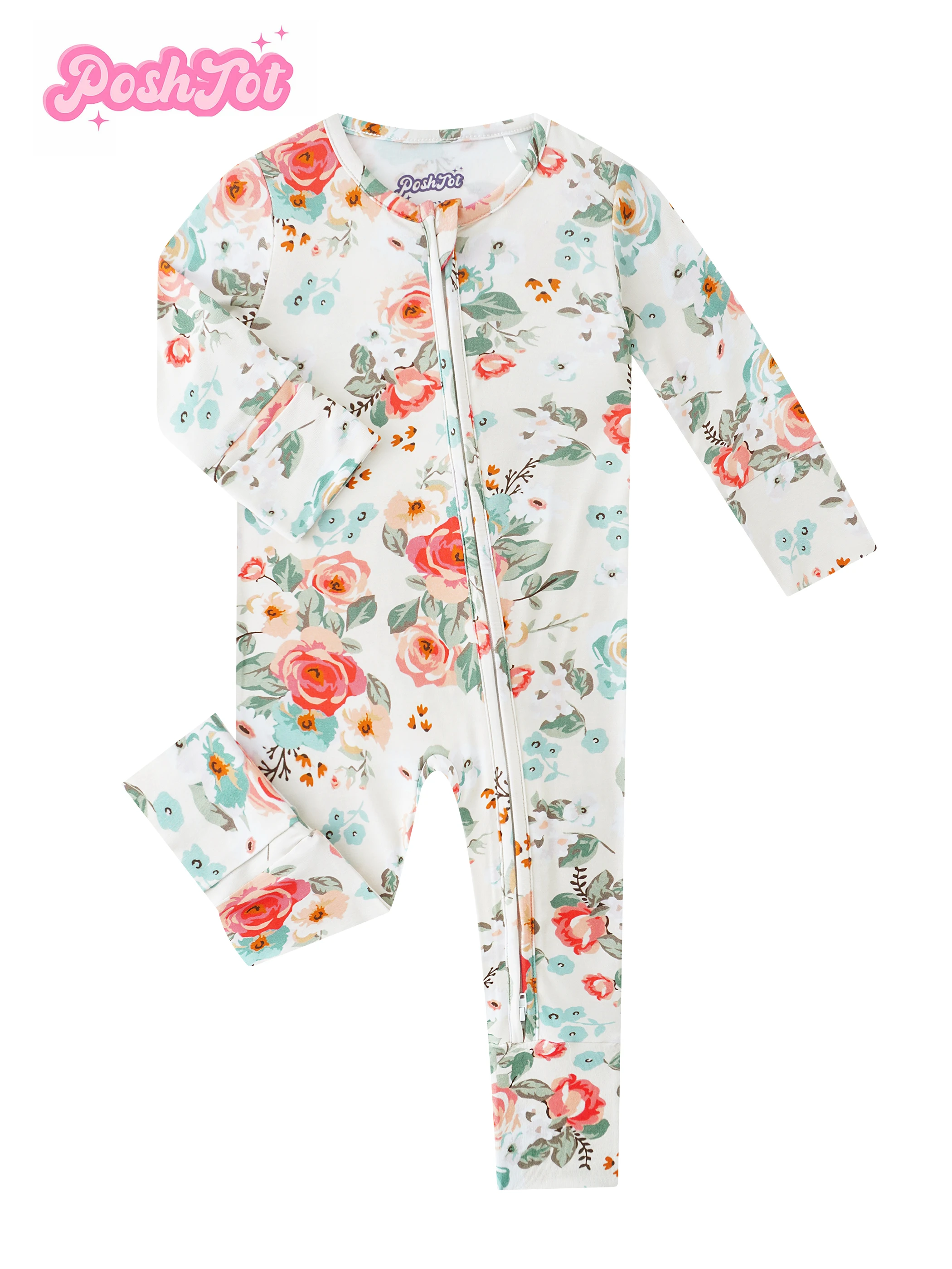 

PoshTOT Бамбуковый детский комбинезон на молнии с французским цветком