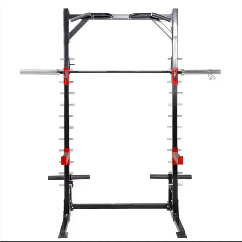 Multi-Function Light Commercial Fitness Station Smith Machine Squat Rack Pull-Up Bar Guided Barbell