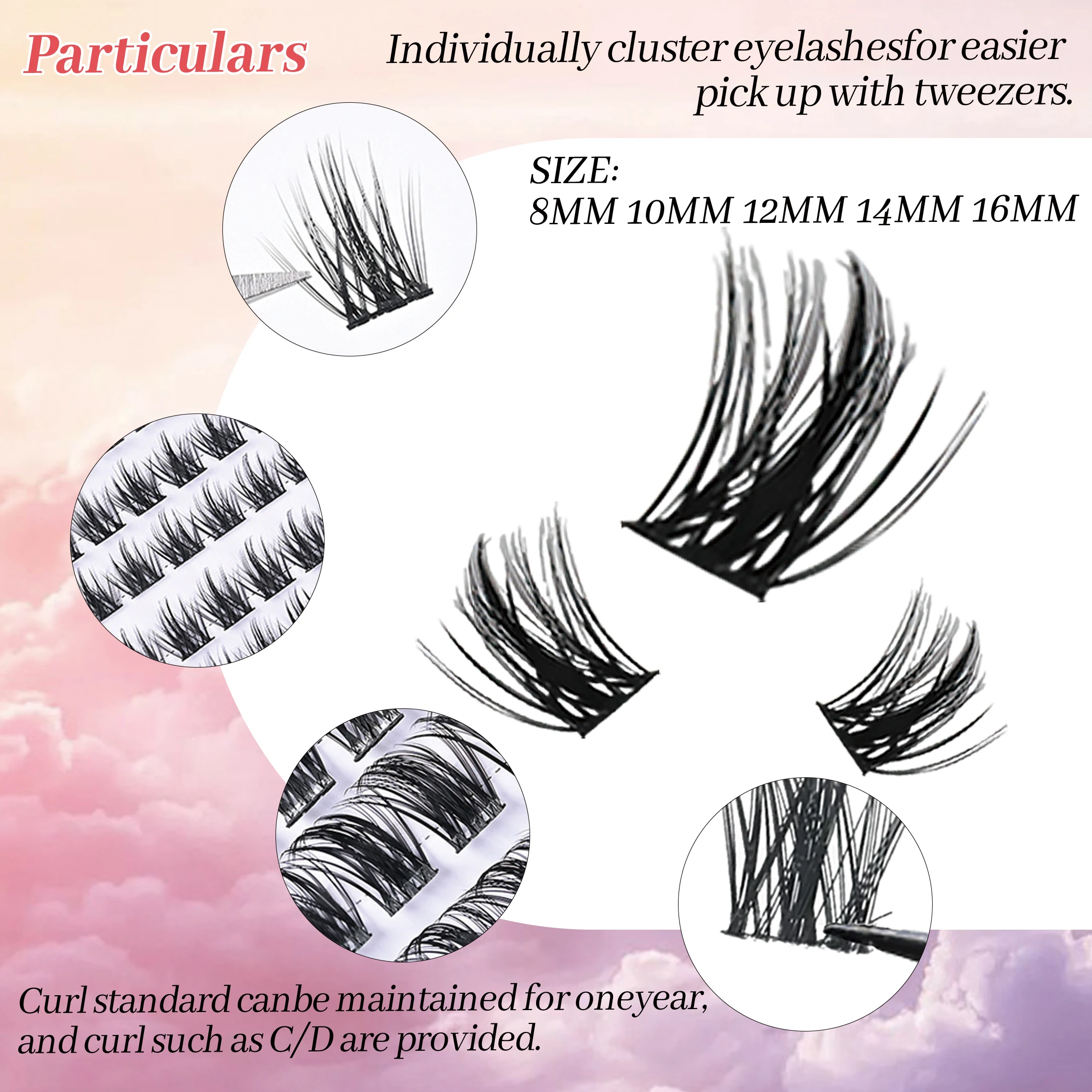 Kit d'extensions de cils, grappes de cils, ensemble de maquillage, bricolage, liaison et joint de cils, applicateur dissolvant de colle