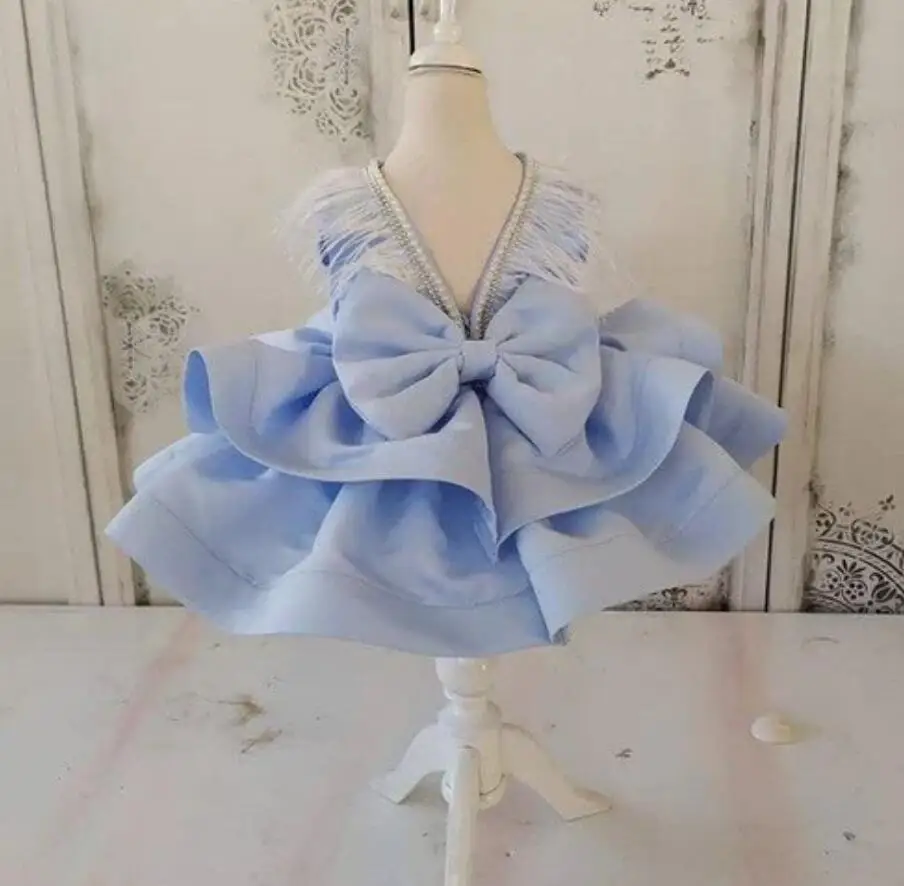 

Fashion Baby Tutu Flower Girl Dresses with Big Bow Kid Birthday Party Gowns New платье женское