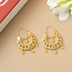 European Trend Classic Star Studs Hollow Design Rhinestone Rare Women's Earring Jewelry