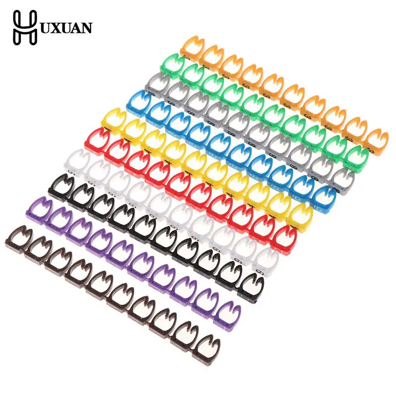 100/150 Pcs Cable Markers Colourful C-Type Marker Number Tag Label For 2-3mm Wire