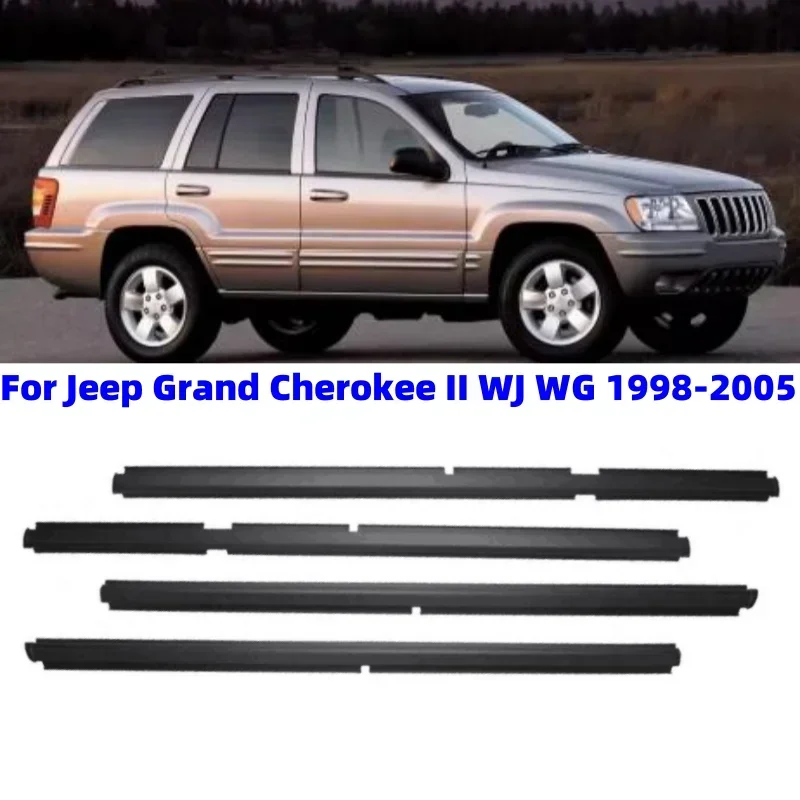 

4Pcs Car Window Weather Strip Window Glass Waterproof Pressure Strips for Grand Cherokee II WJ WG 1998-2005
