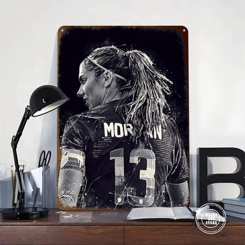 Alex Morgan Printed Poster Customized Wall Art Retro Vintage Metal Tin Signs for Home Bedroom Decoration Gaming Room Accessories