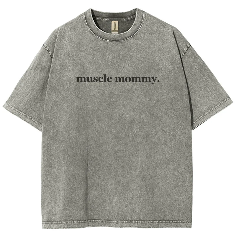 Minimalist Pure Letter Print Women's T-Shirt Oversized Wash Crew Neck Short Sleeve Summer 2024 Fashion Statement Unisex Top