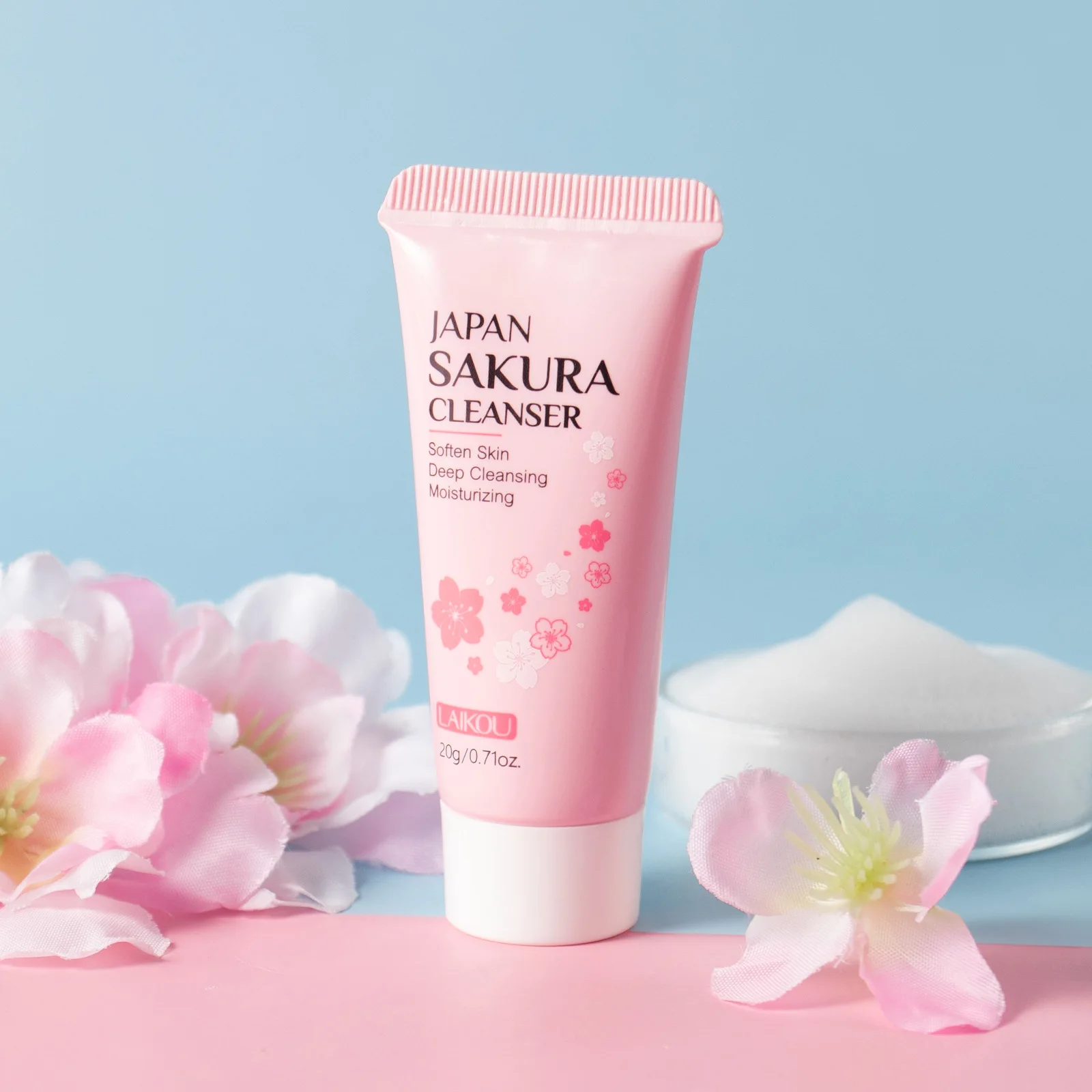 

20g LAIKOU Sakura Facial Cleanser Foam Face Wash Remove Blackhead Moisturizing Shrink Pores Deep Cleaning Oil Control Skin Care