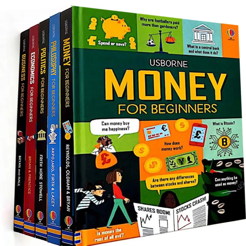 

5PCS/Set Usborne Money Business Economics Philosophy Politics for Beginners Kids English Picture Book Hard Cover Age 10 to 13+