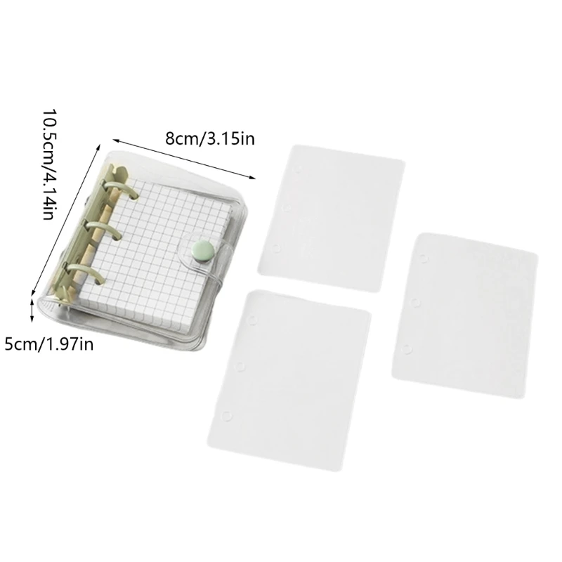 3 Rings Binder Notebook with 3 Binder Pocket 80 Sheet Gridded Paper, Small Notebook Planner Notepads Pocket Journal Dropship