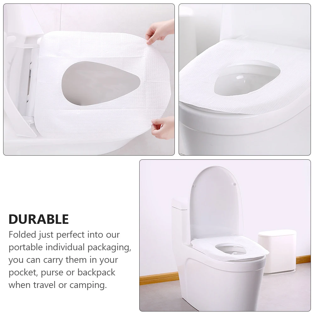 

30Pcs Disposable Toilet Seat Covers Waterproof Portable Adhesive Outdoor Paper Cushion Travel Camping Hotel Public Restroom Use
