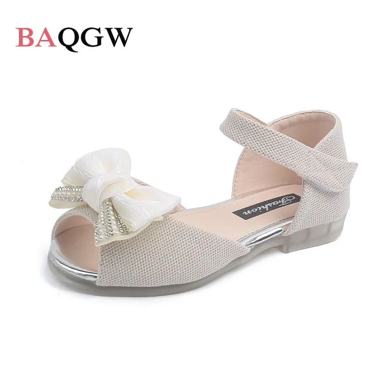 

Summer Children's Big Bow Sandals Baby Girls Hollow Out Princess Sandals Fashion Kids Soft Sole Wedding Toddler Flat Shoes