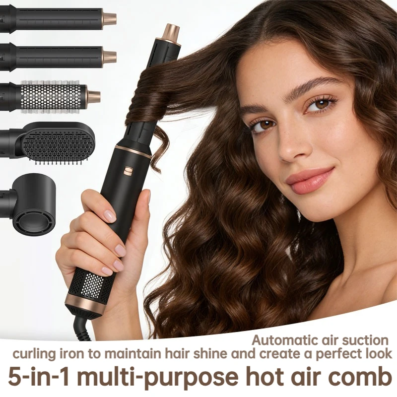 

Многоцелевая прямая рулонная расческа 5-в-1, домашний фен с постоянной температурой, набор щипцов для завивки волос