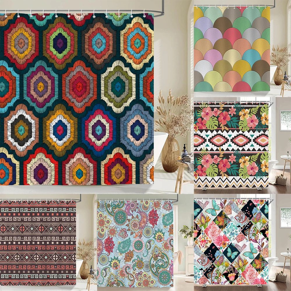 

Colorful Bohemian Shower Curtain Boho Polyester Fabric Bath Curtain for Bathroom Curtain Decor Shower Curtains Cortina Ducha