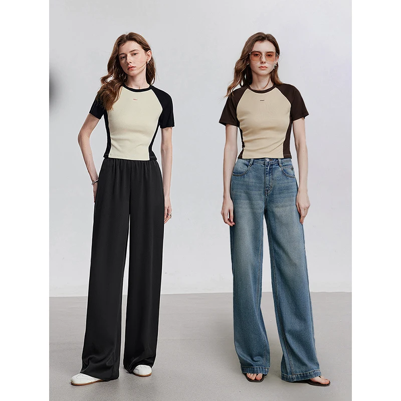 TOYOUTH T-shirt da donna a maniche corte 2025 Spring New Tops 8521020