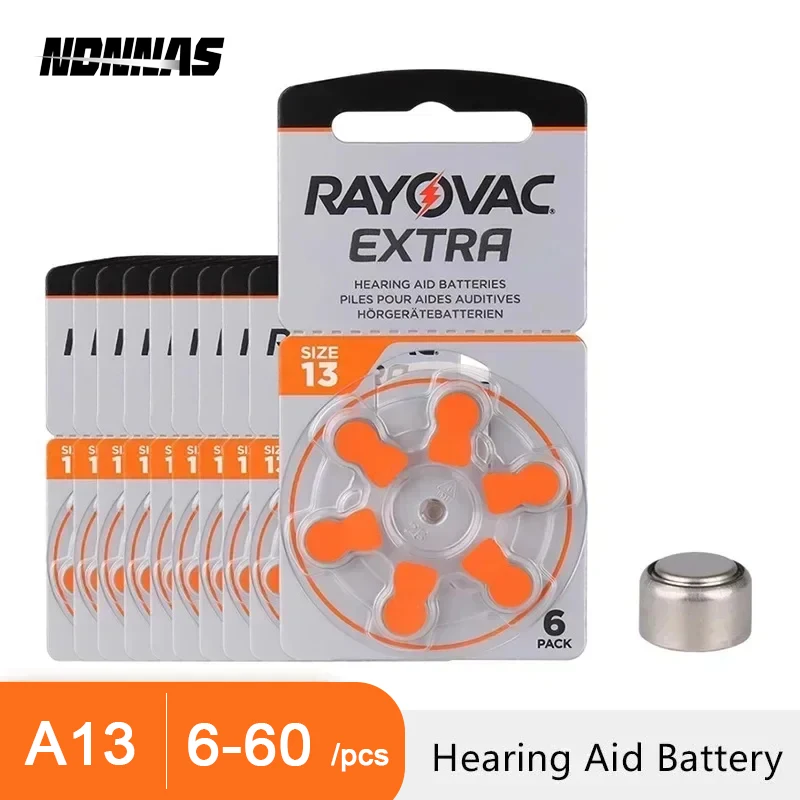 6-60 pilas Rayovac Peak A13 para audífonos, 1.45V Zinc Air P13 PR48 para audífonos CIC BTE RIC