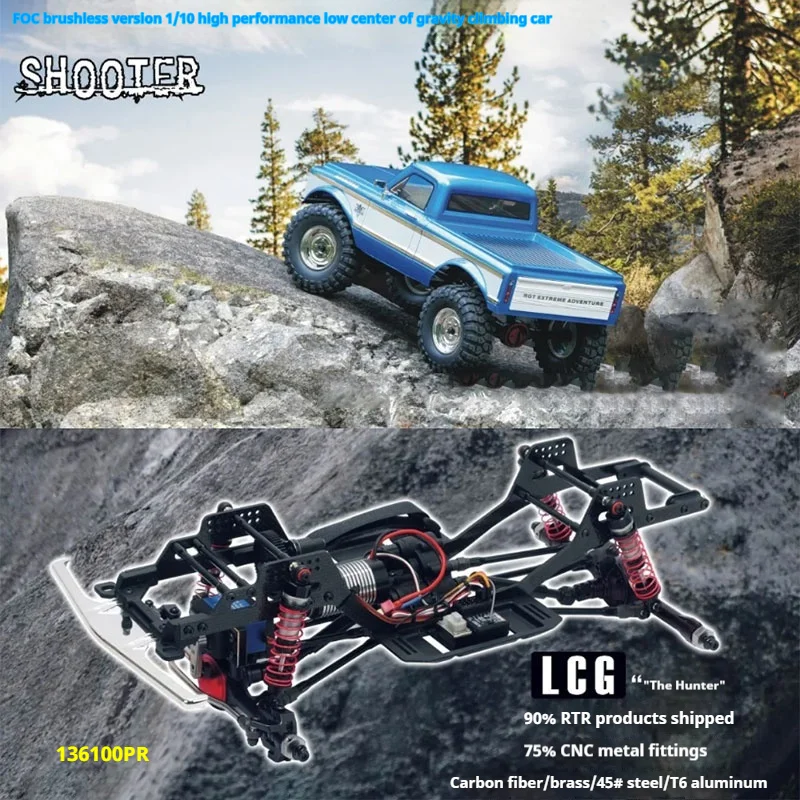 136100PRO 1:10 Brushless Carbon Fiber FOC Simulate Climbing Car Four-Wheel Drive Remote Control RC Model Off-Road Vehicle