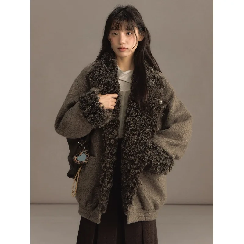 

Slant Placket Jacket Skirt Set Winter Woolen Horn Buckle Retro Design Two-piece Set Women