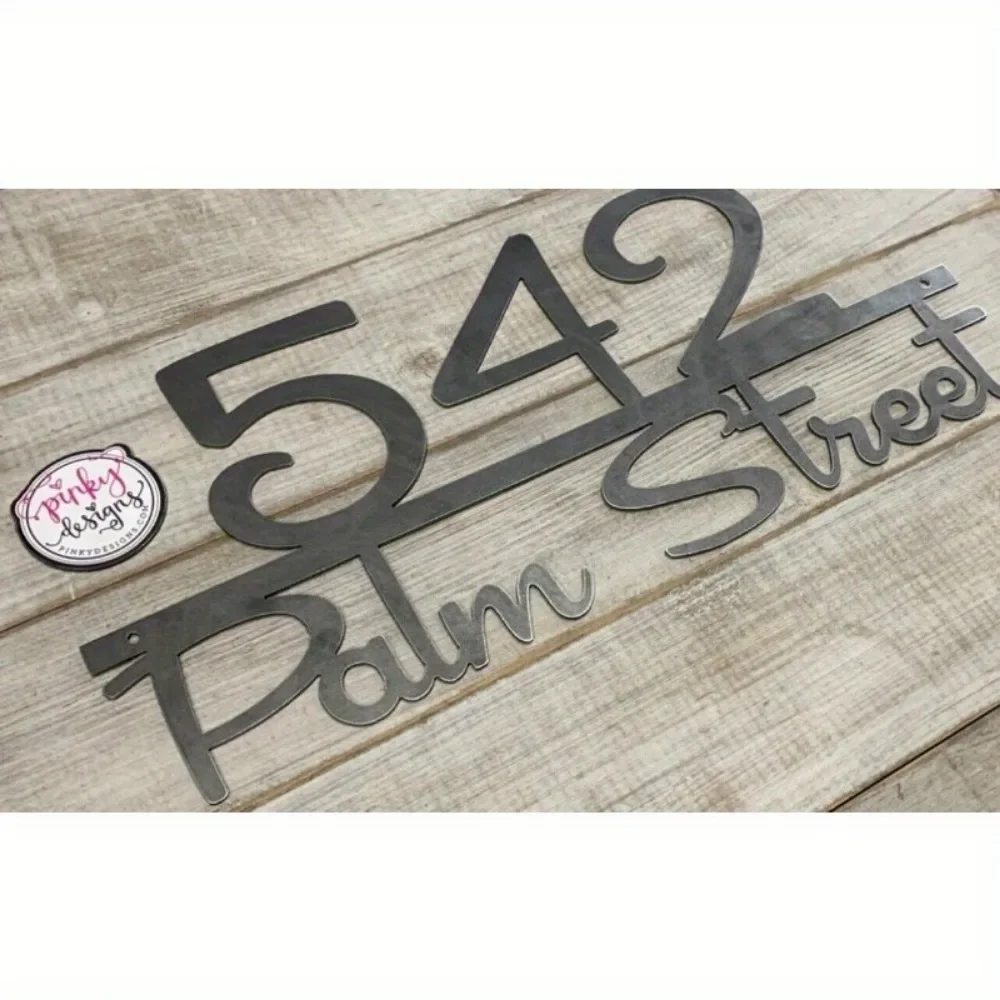 Custom Stylish Modern House Number Sign. Personalized Address Plaque with Street Name. Unique Home Décor for Your Dwelling. images - 6