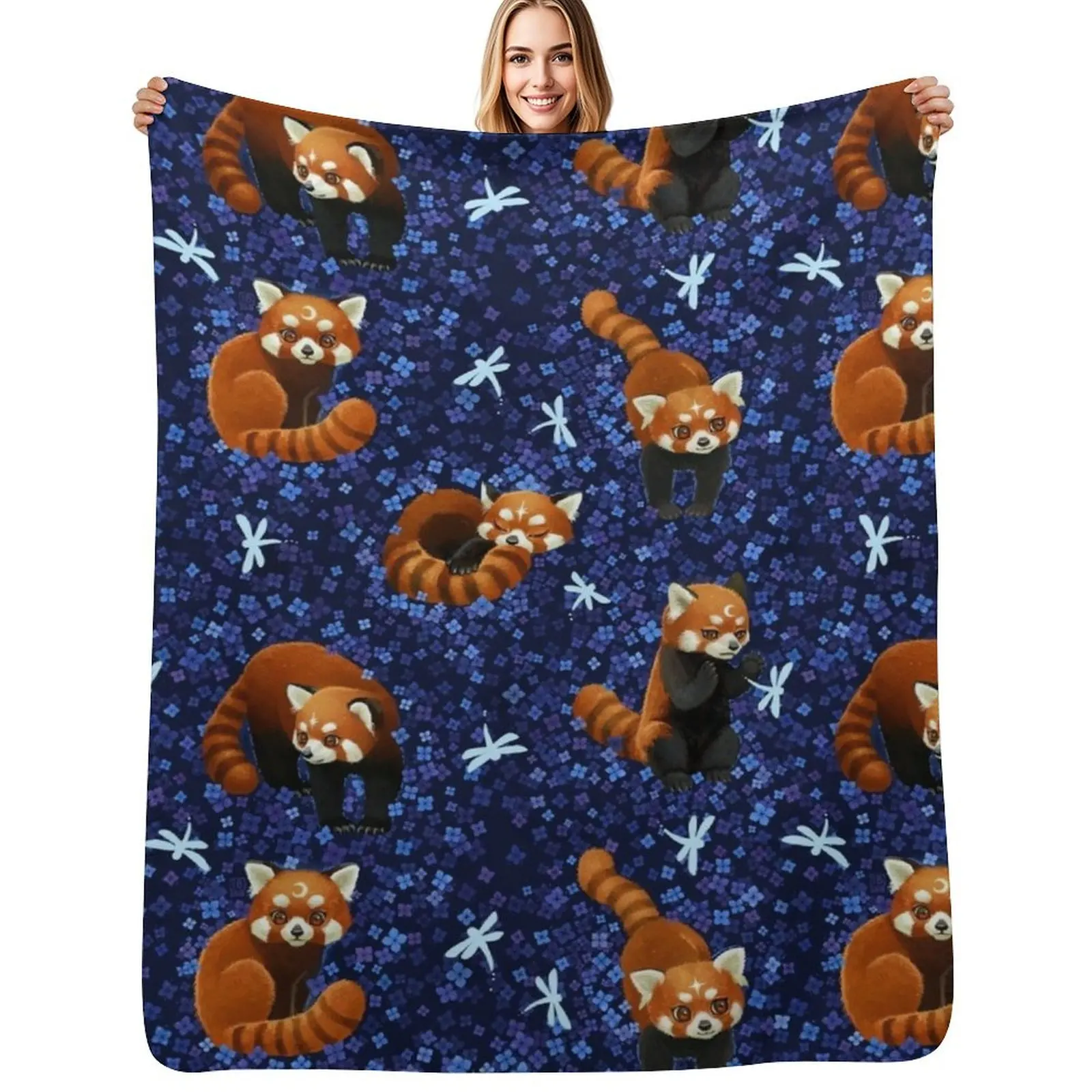 

Red Pandas Pattern Throw Blanket Decorative Beds Summer Moving Nap Blankets
