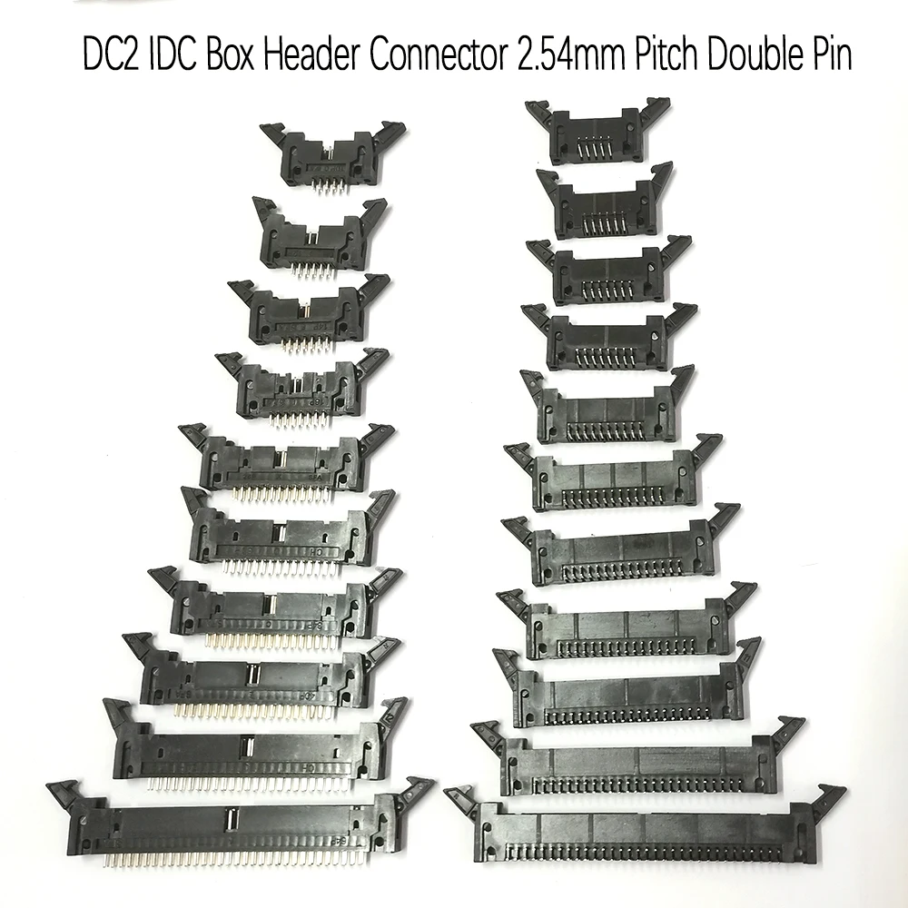 DC2 IDC-Box-Steckverbinder 2,5 2,54mm Rastermaß Doppelpin 5/6/7/8/10/12/14/16/20/26/30/34/40/50/64 Pin Gerade & Winkelstecker – Detail 1