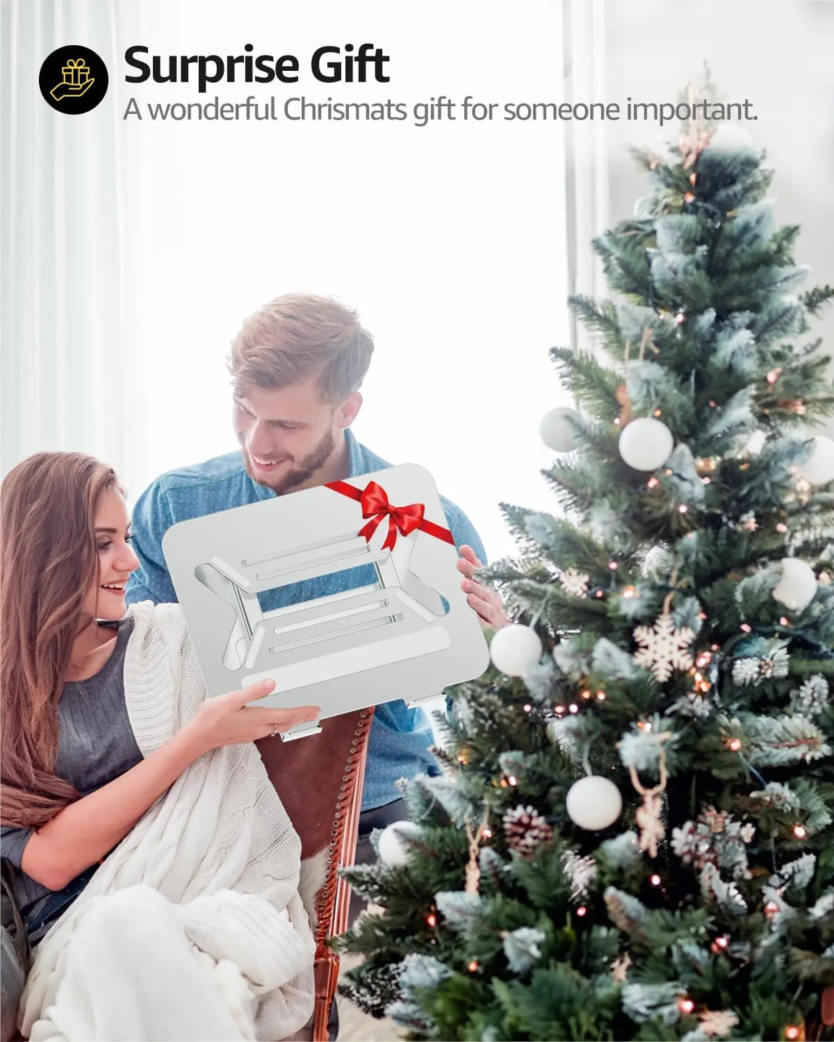 Adjustable Aluminum Laptop Stand for Desk, Ergonomic Riser Holder Compatible with 11-17 Inch Notebooks (Silver)