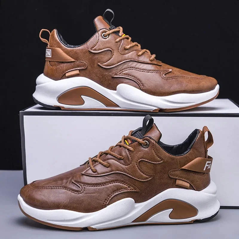 Fashion Men's Sports Shoes Breathable Sneakers Male Soft Sole Non-Slip Casual Sneaker Athletic Training Leather Men Shoes