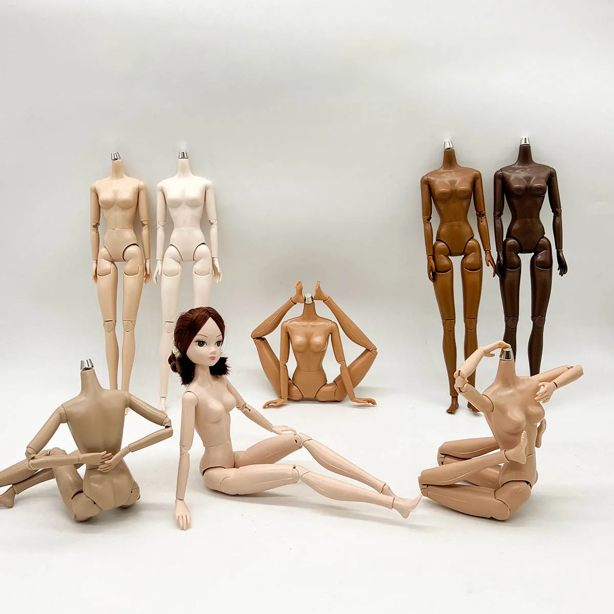 1/6 Supermodelo Nude Action Figure Pelle nera/bianca Collo regolabile Solidi 29 cm Giunti Mobili Accessori per il corpo della bambola nuda
