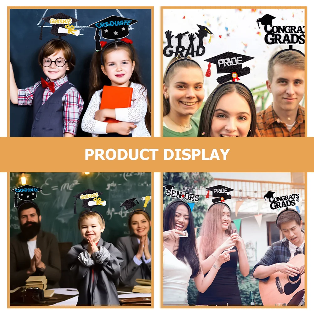 

5Pcs Graduation Hat Headband Bachelor Cap Costume Accessories Graduation Party Supplies Photo Props Bachelor Party Decorations