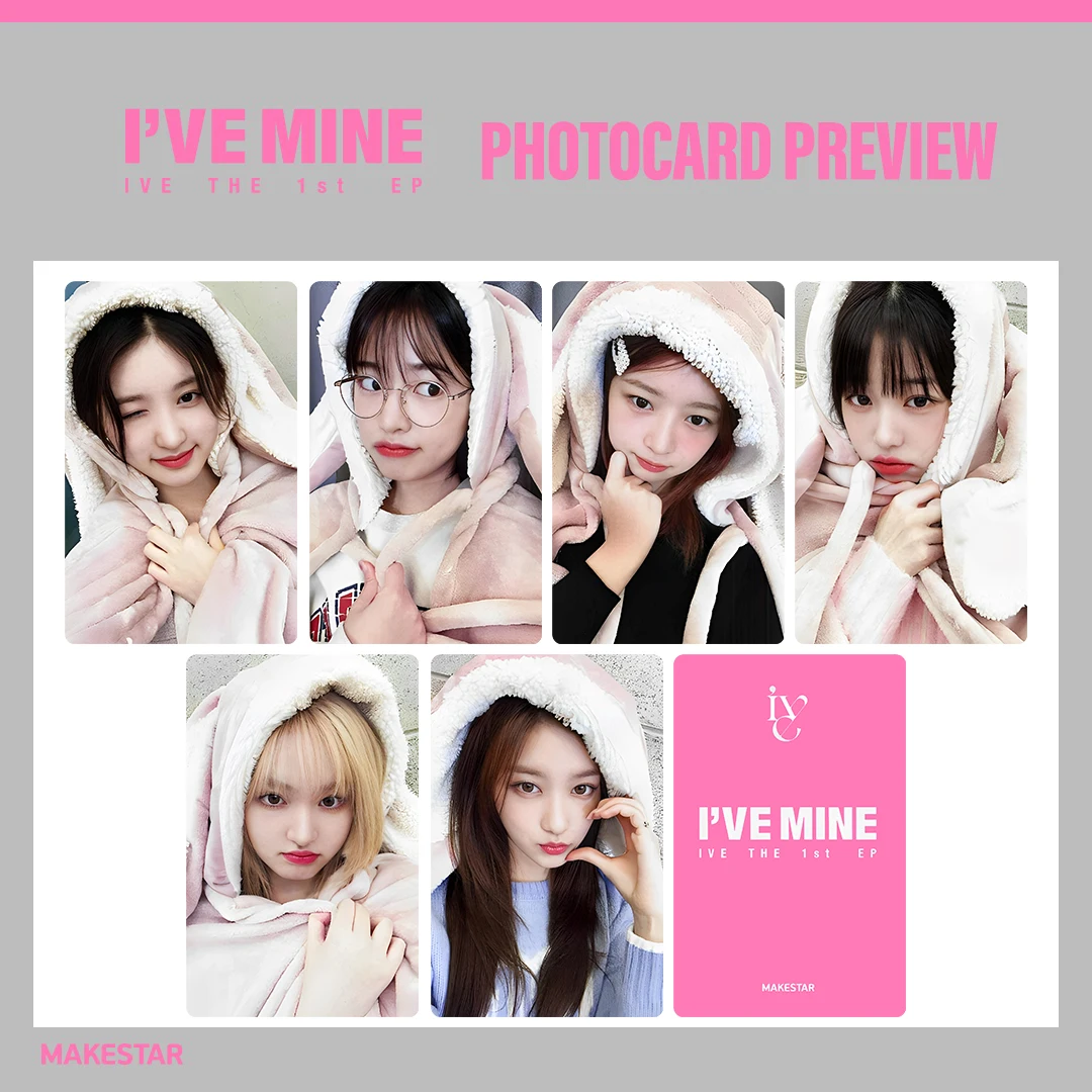 1VE Girl Group 1VE MINE 1st EP Ms Bonus Bunny Cape Little Card Yujin Gaeul Wonyoung LIZ Rei Leeseo Little Card