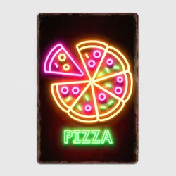 Pizza Food Vintage Restaurant Poster Metal Sign Cinema Kitchen Printing Sign Room Wall Decor Tin Home Decoration