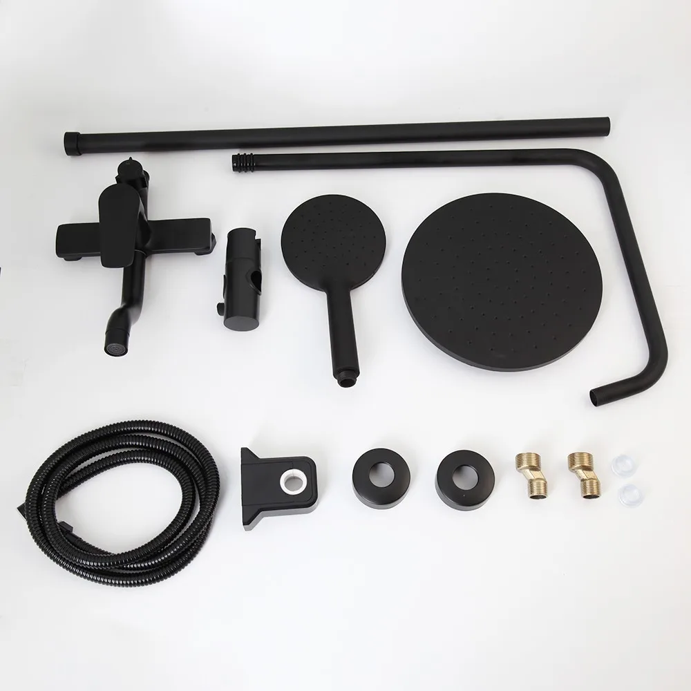 Torayvino Outdoor Shower Kit Black Bathroom Shower System Faucet Set Rain Mixer Water Tap Bath for Outside Yard Pool Seaside