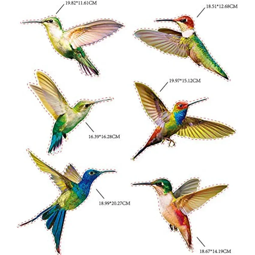 6 Pieces Hummingbird Window Clings Anti-Collision Window Clings Decals to Prevent Bird Non Adhesive Vinyl Cling Stickers view 2