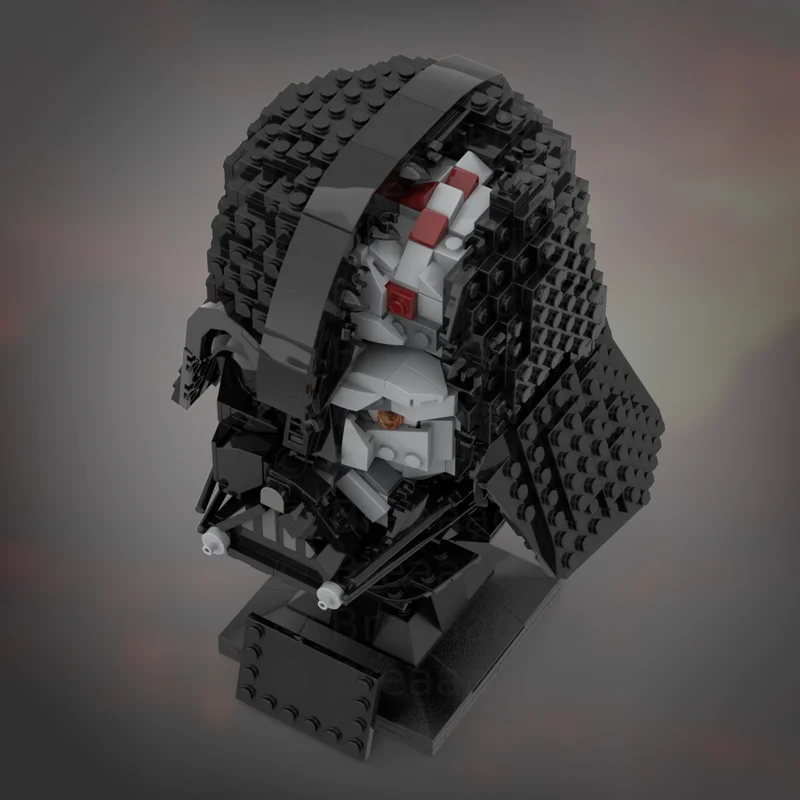 979PCS MOC Battle Damaged Vader Helmet Collection Star Model Building Blocks Bookshelf Decor, Home Decor For Boys Birthday Gift - view 4