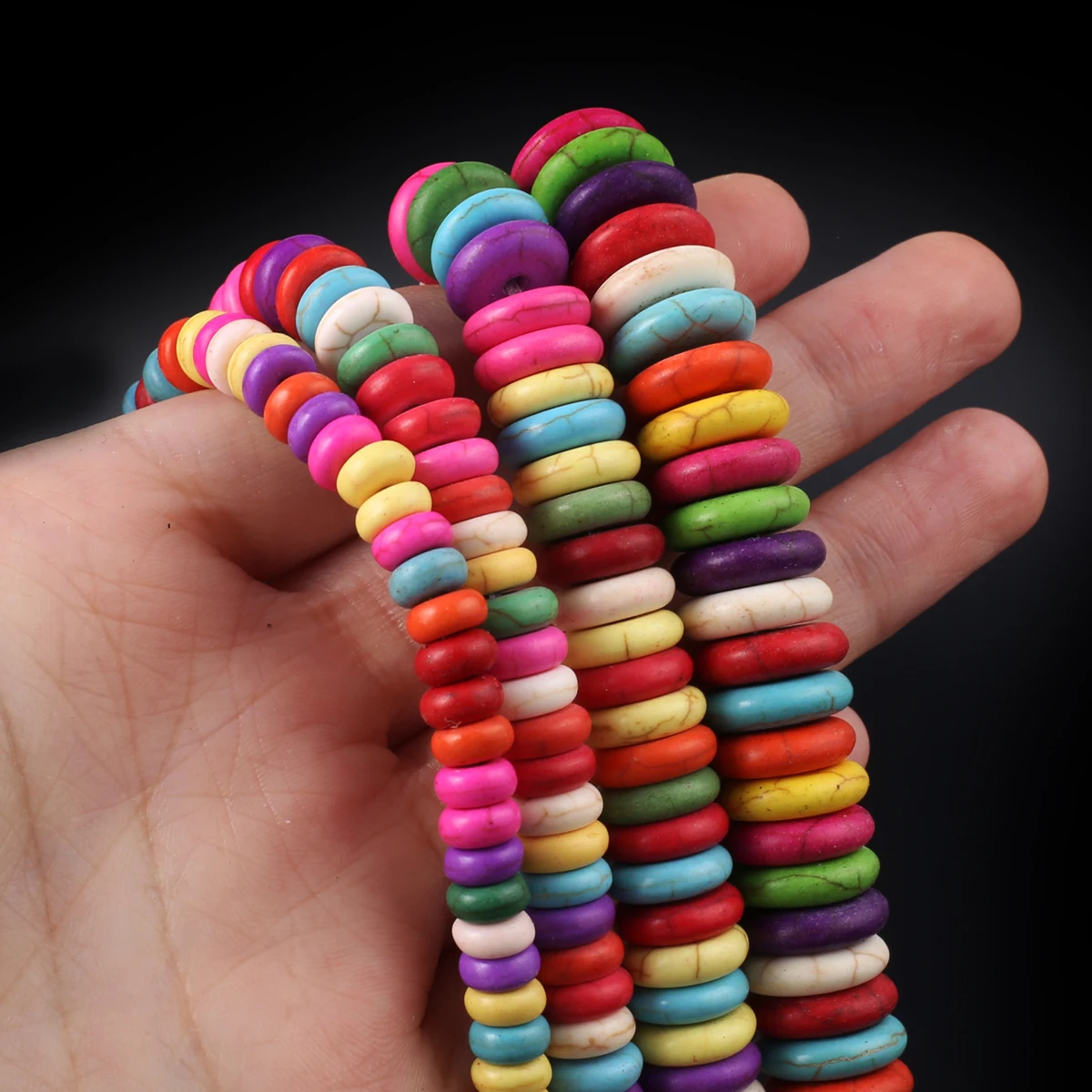 Naturstein Spacer Perlen bunte synthetische türkis farbene Abakus Perlen für Schmuck herstellung DIY Halskette Armband Zubehör 38cm