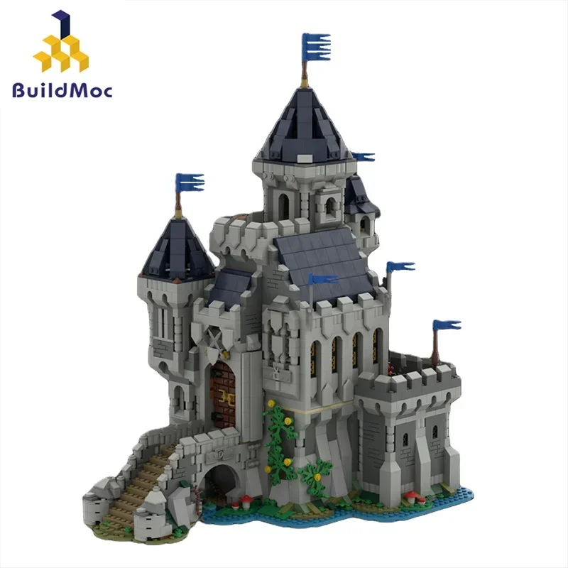 BuildMOC For 31120 Black-Falconals Knight Castle Medieval Architecture Building Blocks Set Retro Town Street Bricks Children Toy