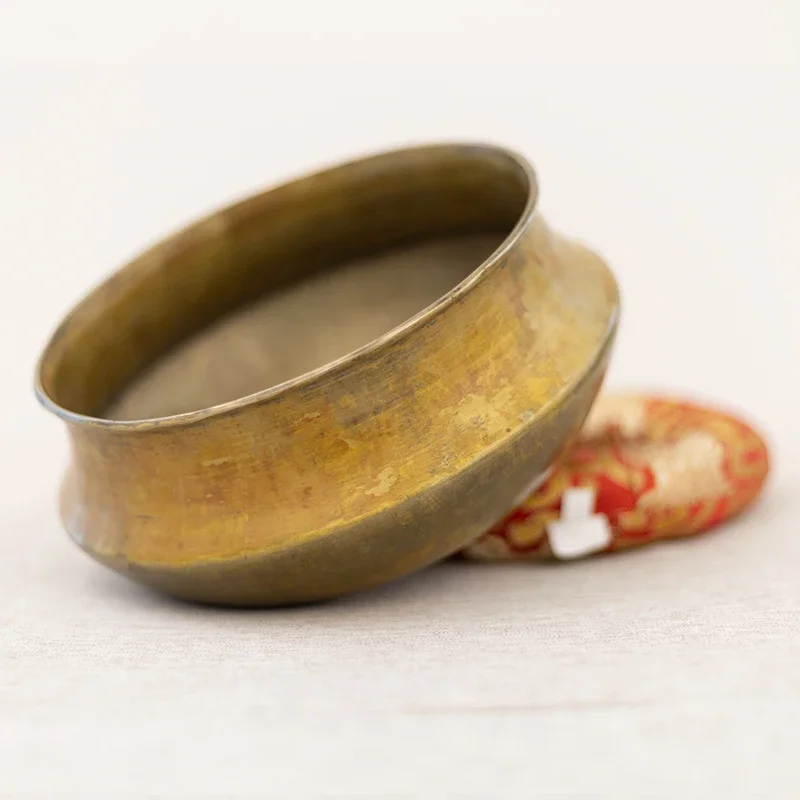 19.5 CM 1.00 KG Tone A3 Nepalese Handmade Spiritual Root Antique Old Bowl