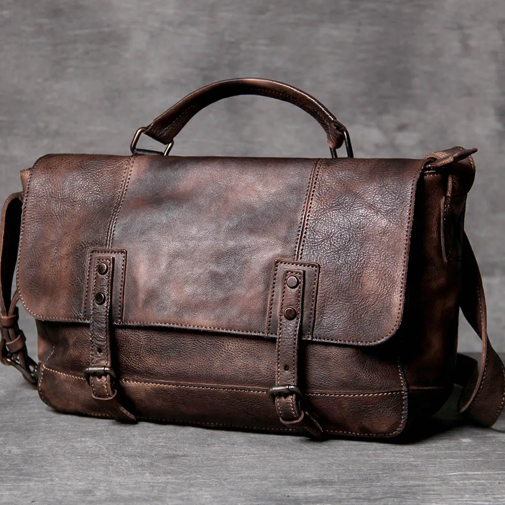S.WORKER Vintage Echtes Leder männer Messenger Tasche Schulter Tasche Rindsleder Retro Casual Stil Umhängetaschen – Detail 8