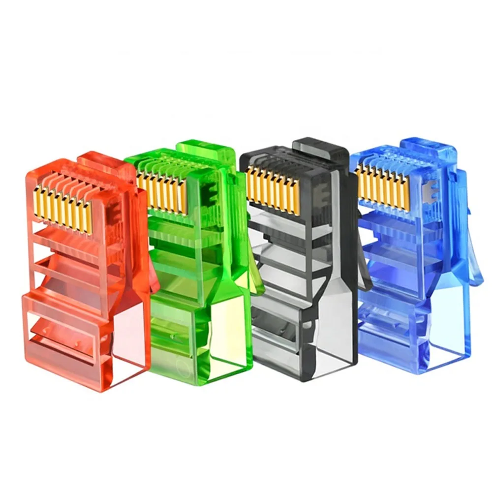 30-conectores-rj45-cat6-pass-through-de-cores-sortidas-plugue-modular-ez-crimp-para-cabo-de-rede-ethernet-lan-utp-solido-e-trancado