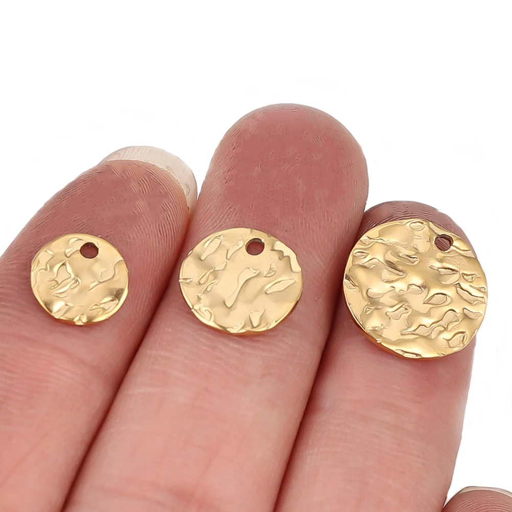

20pcs Embossed Disc Charms Stainless Steel Round Shaped DIY Jewelry Accessories Bright Bracelet naments Craft Materials