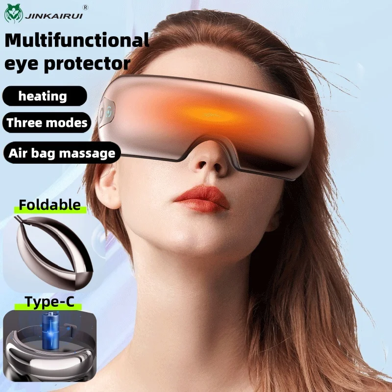 English Visual Eye Massager with Air Pressure Heat Compress Bluetooth Music Eye Protection Device for Comfortable Relaxation