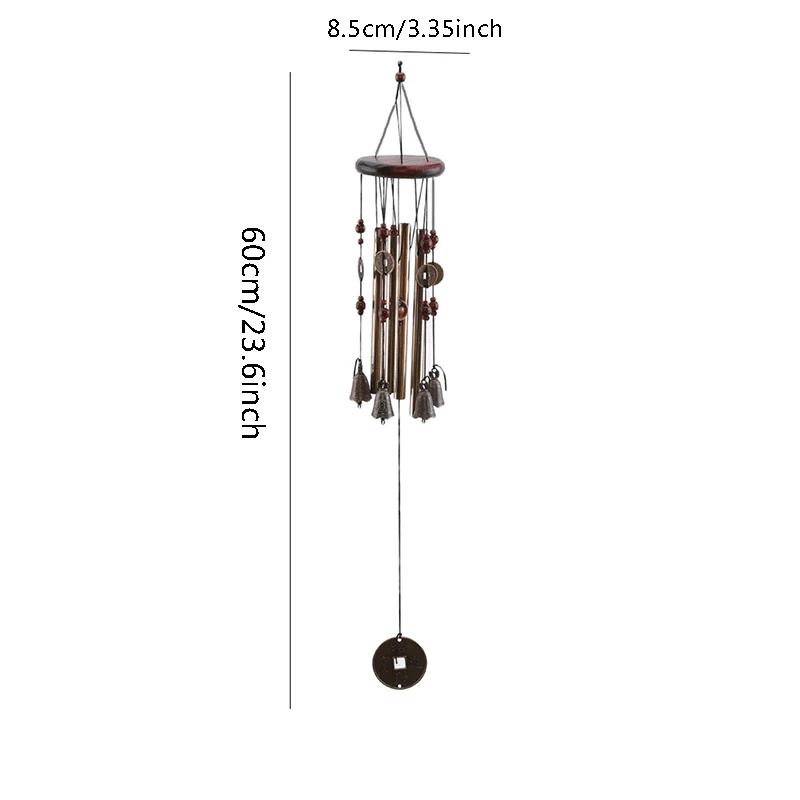 1Pcs Antique Wind Chime Copper Tube Silver Tube Outdoor Garden Door Hanging DecorCopper Coin Bell Wind Chime Home Ornaments