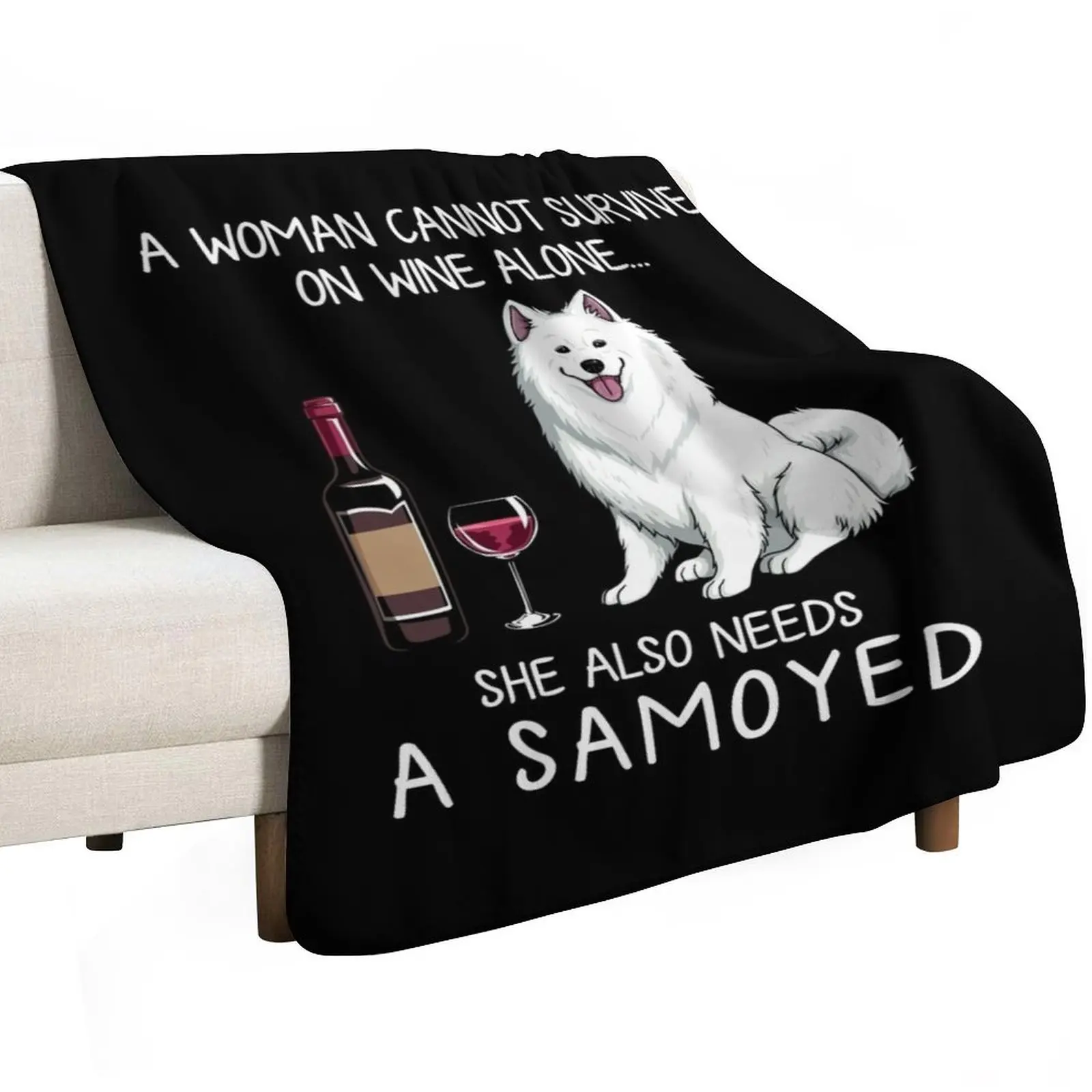 

Samoyed and wine Funny dog Throw Blanket Extra Large Throw sofa bed Bed Blankets