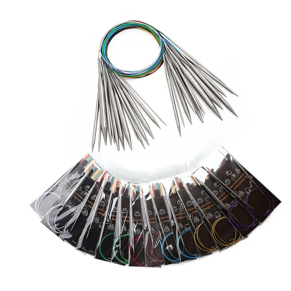 40/100cm Round Household Needlework Supplies Weaving Stainless Steel Crochet Hook Knitting Needles Sewing Pins Circular Needle
