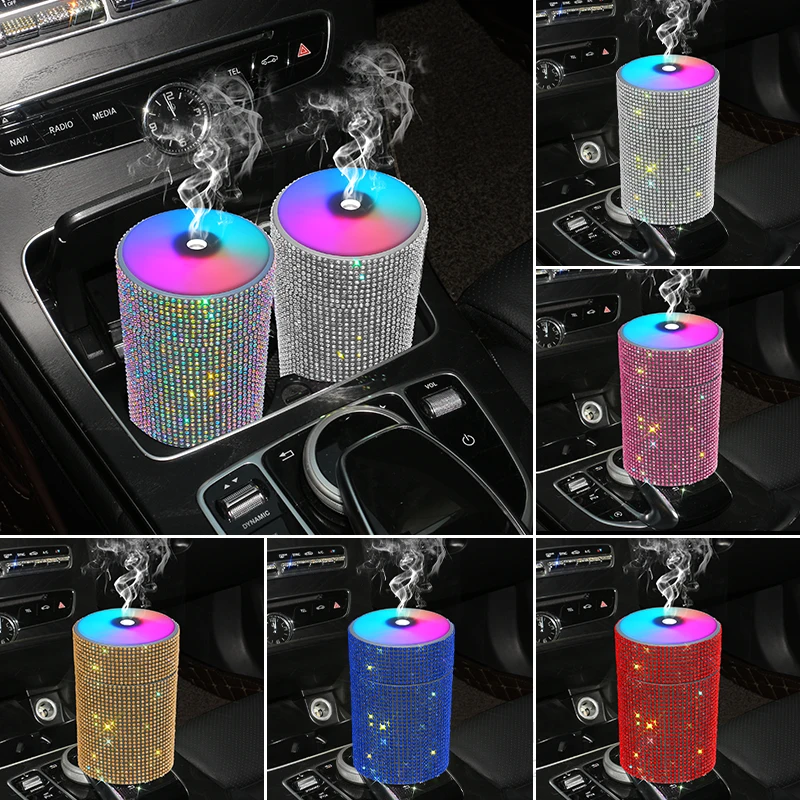 

200ml Car Air Humidifier USB Car Atmosphere Humidifier with Led Light Crystal Rhinestone Air Freshener Bling Car Accessories