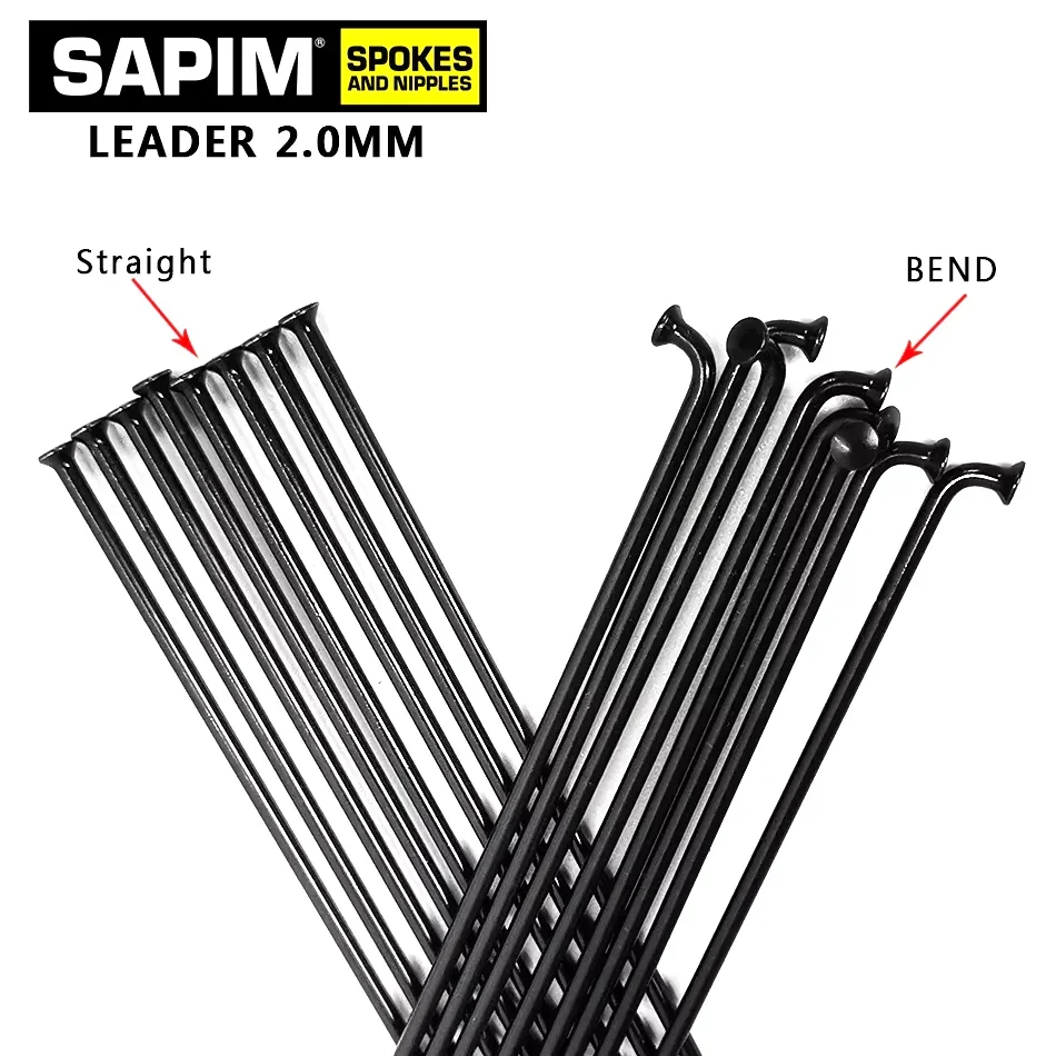 Raggi per bicicletta SAPIM 2.0 Raggi rotondi j-bend/dritti per bici Biciclette nere con raggi con cappuccio in rame Può scegliere qualsiasi lunghezza inferiore a 310 mm