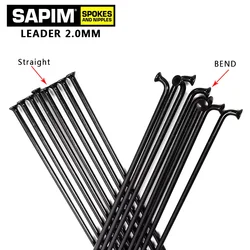 SAPIM-Raios Redondos Retos com Tampa De Cobre, Raios De Bicicleta, Raios De Bicicleta, Preto, Pode Escolher Qualquer Comprimento Abaixo De 310mm, 2.0