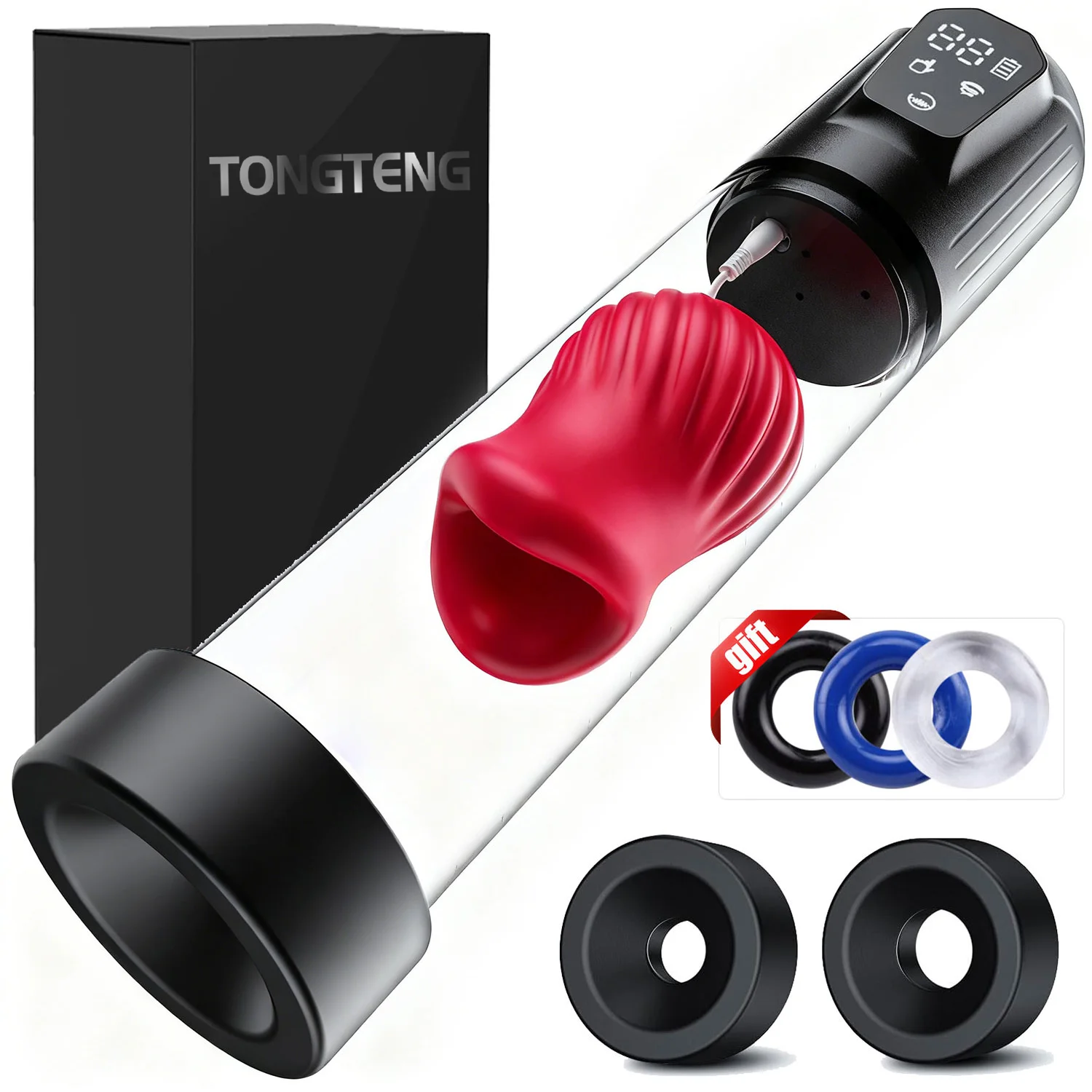 IPX7 Waterproof Electric Penis Pump for Enlargement Man Vacuum Pump Enlargement Extend Pump 4 Suction Levels 2 Silicone Sleeves