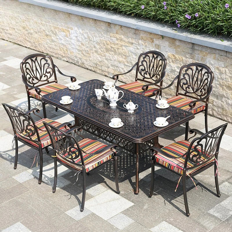 

Outdoor cast aluminum tables and chairs three five-piece outdoor leisure open-air balcony garden courtyard wrought iron dining